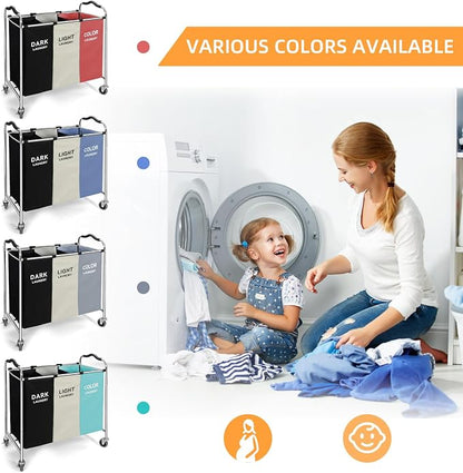 Laundry Basket with Wheels, 240L Laundry Hamper with 3 Clothes Hamper Bag - Image 5