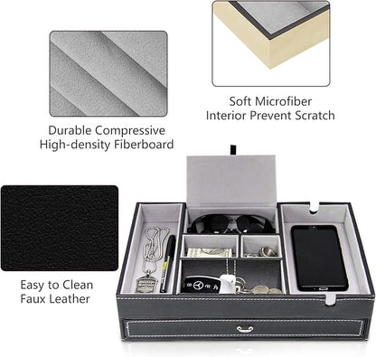 Baoyun Valet Tray for Men, 2 Layers Nightstand Organizers for Men and Women - Image 5