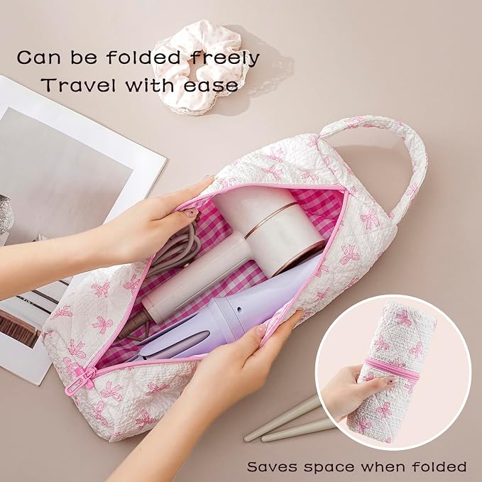 Quilted Hair Tools Travel Bag，Hair Styling Accessories Storage Case - Image 2