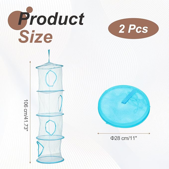 uxcell 2Pcs Mesh Hanging Storage Basket, Light Blue - Image 2