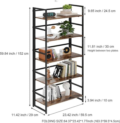 Vintage Multifunctional Folding Bookshelf, No-Assembly Plant Stand Storage Rack - Image 3