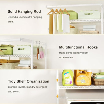 Ulif U11 Medium Over Washer and Dryer Shelves, 3 Tiers Laundry Room Storage and - Image 6
