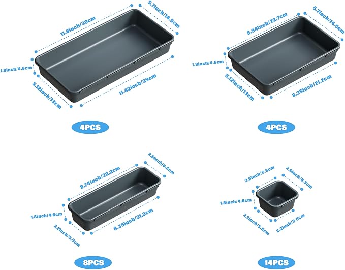 Gonice 30 PCS Black Interlocking Desk Organizer, Plastic Drawer Organizer Tray - Image 2