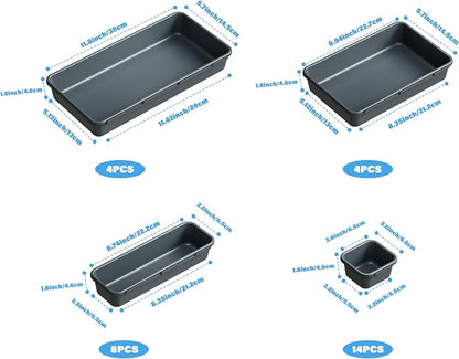 Gonice 30 PCS Black Interlocking Desk Organizer, Plastic Drawer Organizer Tray - Image 2