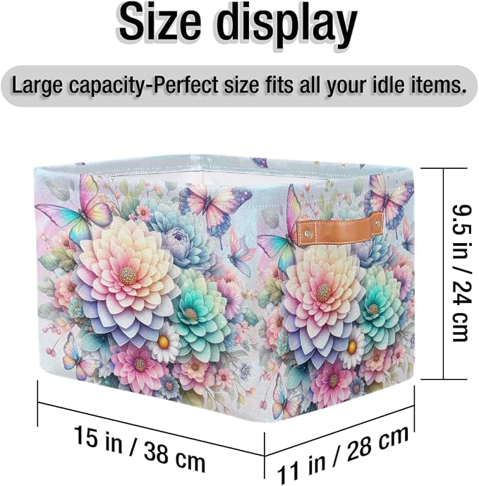 Pardick Basket Storage Bins Rainbow Flower Floral Rectangle Cube Basket Box - Image 4
