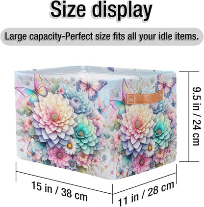 Pardick Basket Storage Bins Rainbow Flower Floral Rectangle Cube Basket Box - Image 4