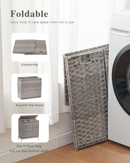 SETVSON Laundry Hamper with Lid 132 L, Clothes Hamper with Lid, Handwoven - Image 7