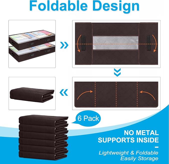 Budding Joy 6 Pack 90L Under bed Storage Containers Organizer Large Capacity - Image 5