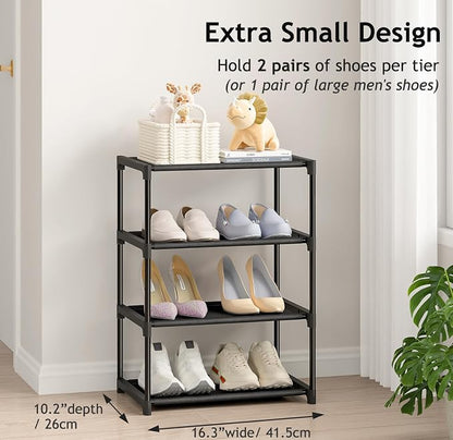 Autonomier 4 Tier Extra Small Shoe Rack, Narrow Stackable Kids Toddler Adult - Image 5