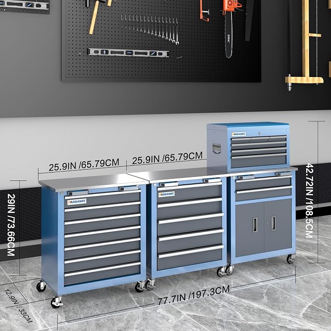 LARBANKE 20 Drawer Rolling Tool Chest Combo, Tool Cabinet - Image 3