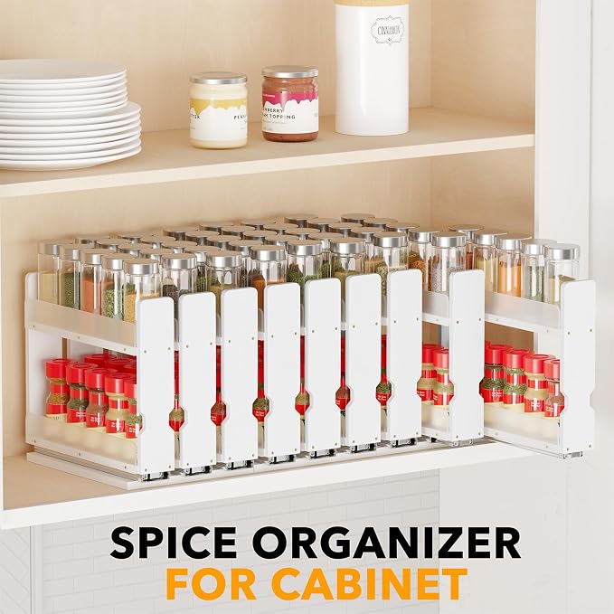 SpaceAid Bamboo Pull Out Spice Rack Organizer - Image 6
