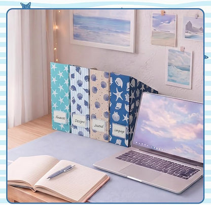 Coastal Magazine File Holder Decorative Set of 4 | Foldable Magazine Storage - Image 5