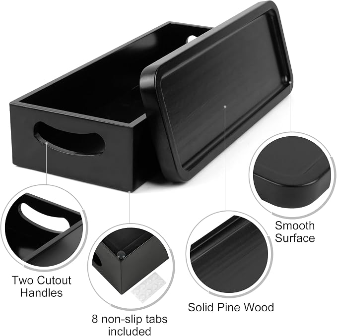 LotFancy Bathroom Decor Box and Vanity Tray, Wooden Toilet Tank Basket Topper - Image 3