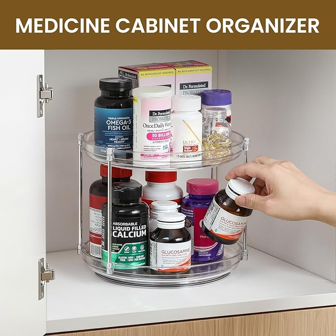 2 Set 2 Tier Non-Skid Acrylic Lazy Susan Turntable Organizer - Image 4