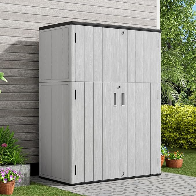 KINYING Outdoor Vertical Storage Shed, 57 Cu.ft Outdoor Storage Cabinet - Image 2