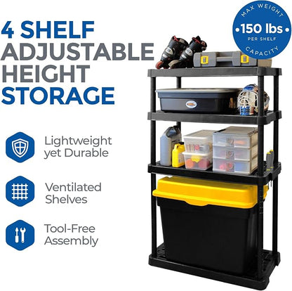 Gracious Living 4 Shelf Adjustable Height Medium Duty Storage Unit 14 x 32 x - Image 4