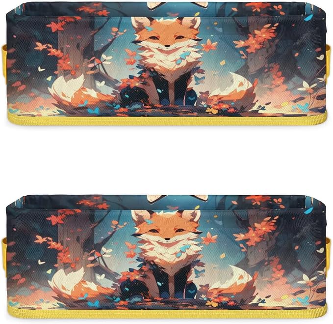 Colorful Fox Flower Tree Bathroom Storage Basket, Foldable - Image 8