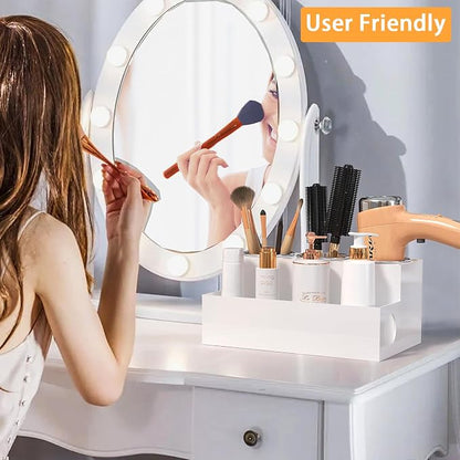 White Hair Tool Organizer Acrylic Hair Dryer and Styling Holder, Bathroom - Image 6