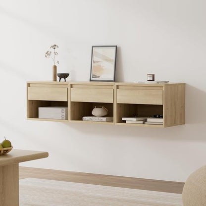 Floating Nightstand Set of 3, Wall Mounted Bedside Table by EYYTHUNG