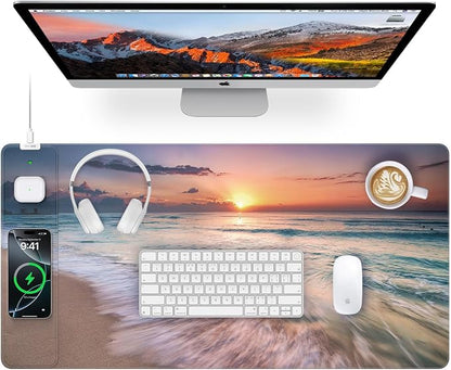Wireless Charging Mouse Pad, 31.5"x15.8" Large Gaming Desk Mat by abcmat