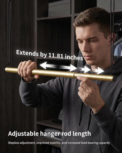 BaiNong Adjustable Closet Hanging Rod 17-30" Gold Closet Rod Extender 2Pack | - Image 4