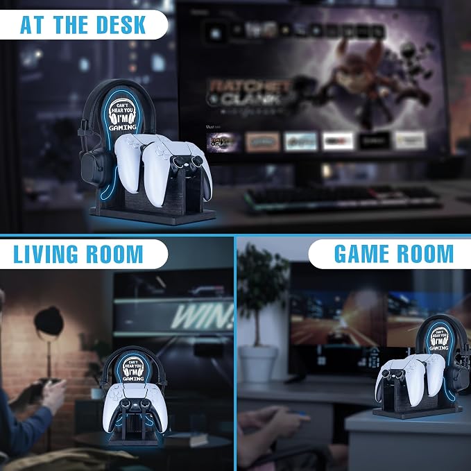 Gamer Gifts Light Up Controller Holder & Headphone Stand - Image 2