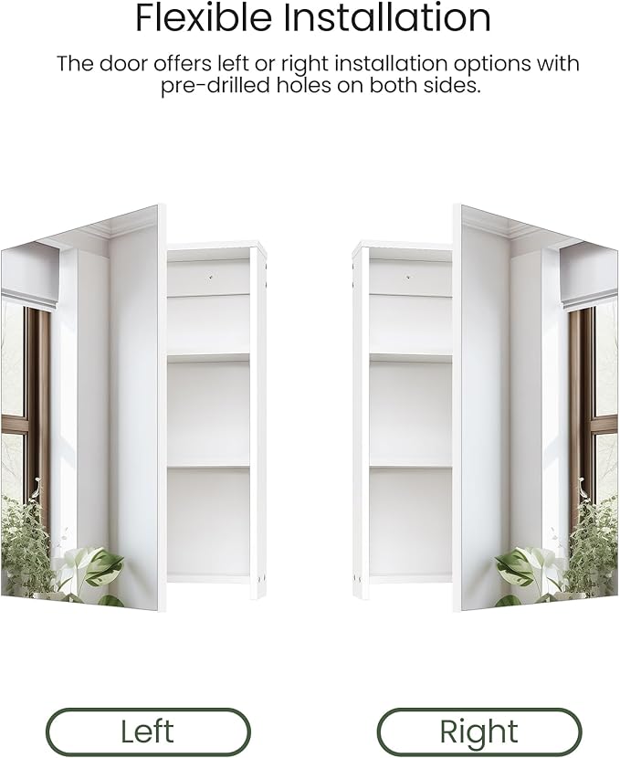Bathroom Medicine Mirror Cabinet, 17.7'' x 23.6'', Wall-Mounted Bathroom Vanity - Image 7