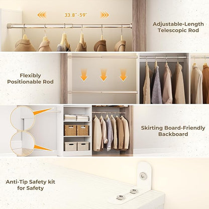 Homieasy Closet System, 4.5-11.5 Ft Expandable Closet Organizer, Walk-in Wood - Image 7