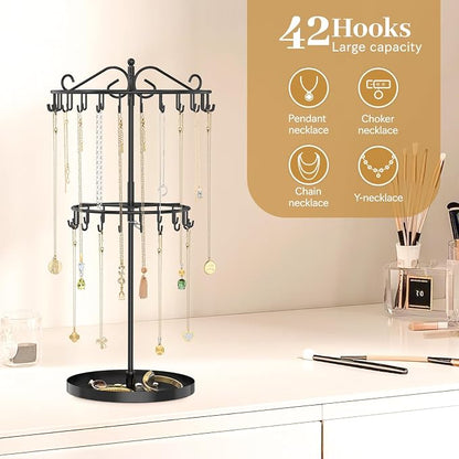 MODOWEY Rotating Necklace Holder Organizer Display Stand - Image 6