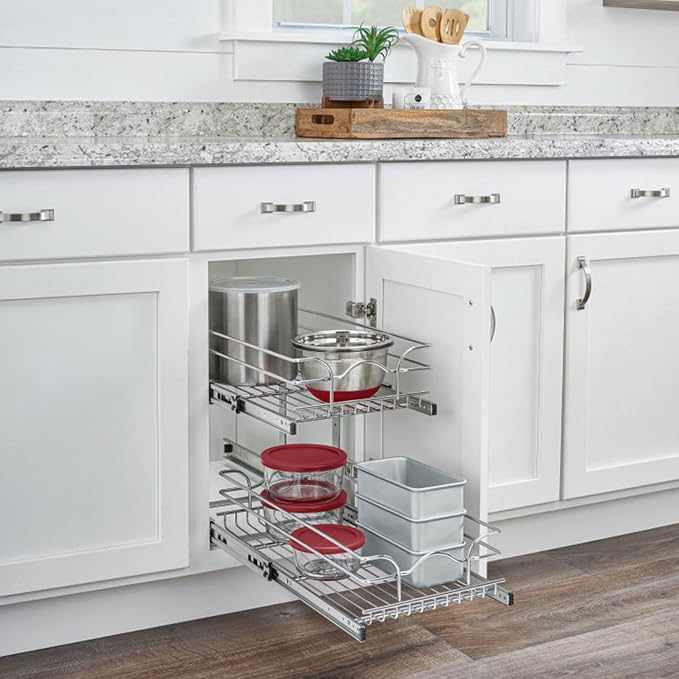 Rev-A-Shelf 2-Tier Kitchen Cabinet Pullout Shelf and Drawer Organizer Slide Out - Image 2