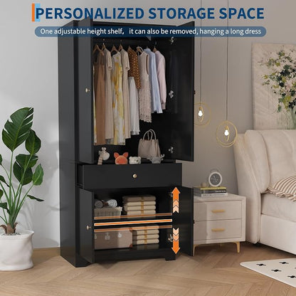 71" Armoire Wardrobe Closet, Bedroom Armoire Clothing Storage Cabinet | 1 - Image 7
