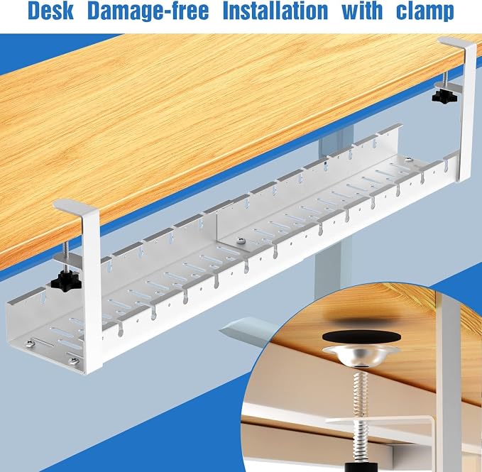 No Drilling Under Desk Cable Management, Metal Cable Management Tray Under Desk - Image 6