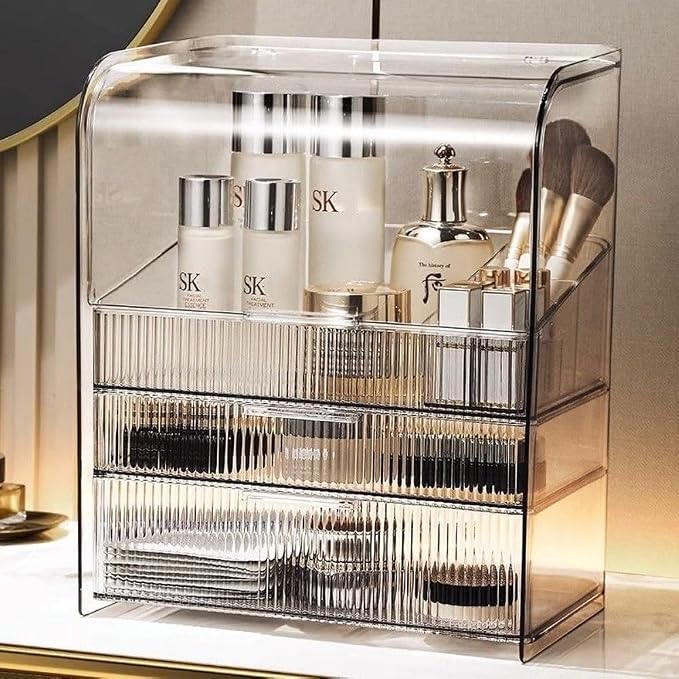 Makeup Storage Organizer Box Large Cosmetic Display Cases Dustproof and - Image 2