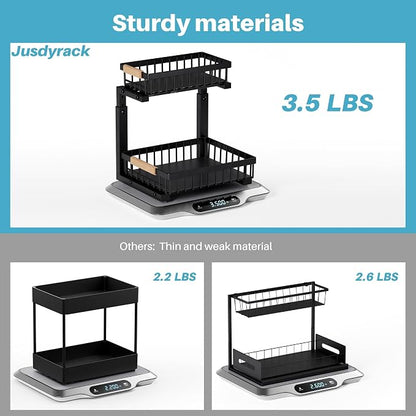 1 Packs 2 Tier Under Sink Organizers, Sliding Pull Out Cabinet Organizer - Image 3