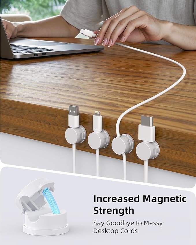Cord Organizer, Rotatable Cable Organizer 8 Pack, No-Residue Adhesive Spring - Image 3