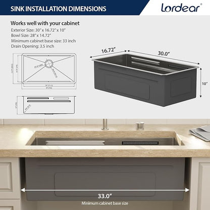 Lordear 30 Inch Undermount Waterfall Kitchen Sink - Image 6