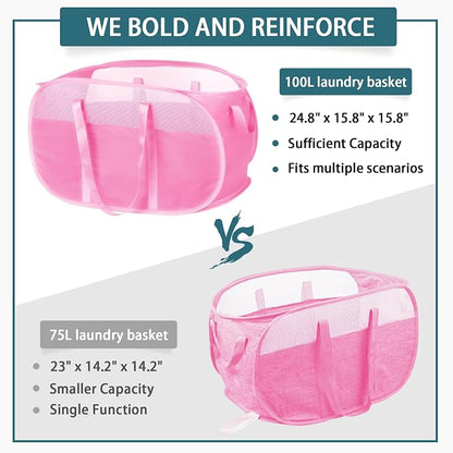 Collapsible Laundry Baskets, Tear Proof Pop Up Laundry Hamper - Image 4