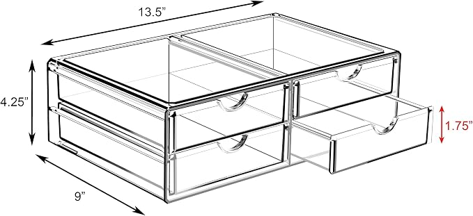 Sorbus Large Stackable Acrylic Drawers - Image 3