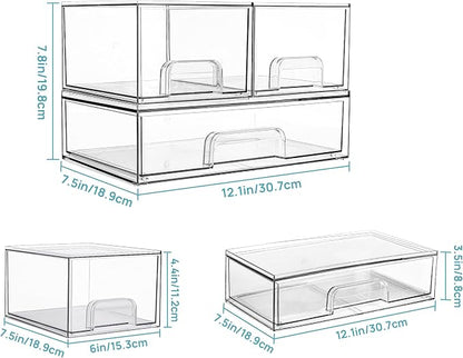 Vtopmart Stackable Storage Drawers Set of 3, Beauty Supplies, Pantry - Image 3