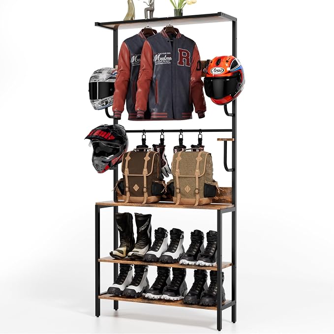Motorcycle Helmet Holder Floor Mounted Stand, Wall Mount by OMISRUIS