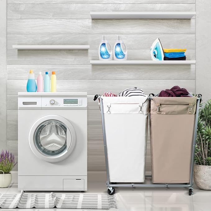 280L Laundry Cart with Wheels, Commercial Large Rolling Laundry Sorter - Image 2