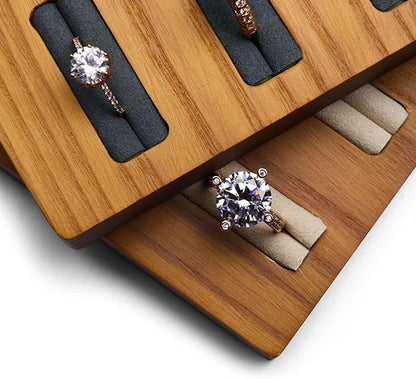 12 Grids Solid Wood Jewelry Organizer Rings Tray Jewelry Rings Showcase Display - Image 3