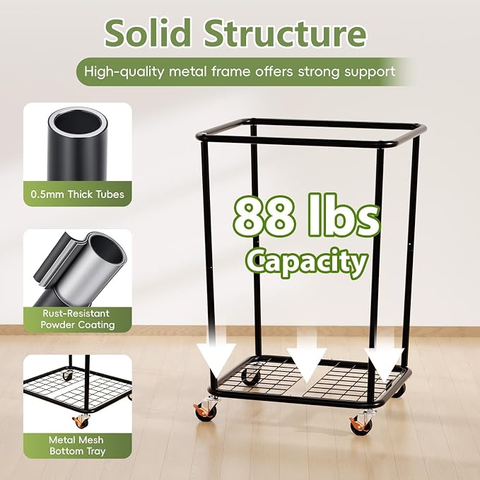 Laundry Hamper with Wheels and Lid, 150L Heavy Duty Rolling Laundry Basket - Image 5