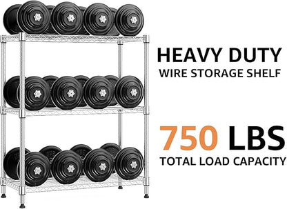 750 lbs 3 Tier Storage Rack Metal Wire Shelving Unit, Storage Standing Shelf - Image 8