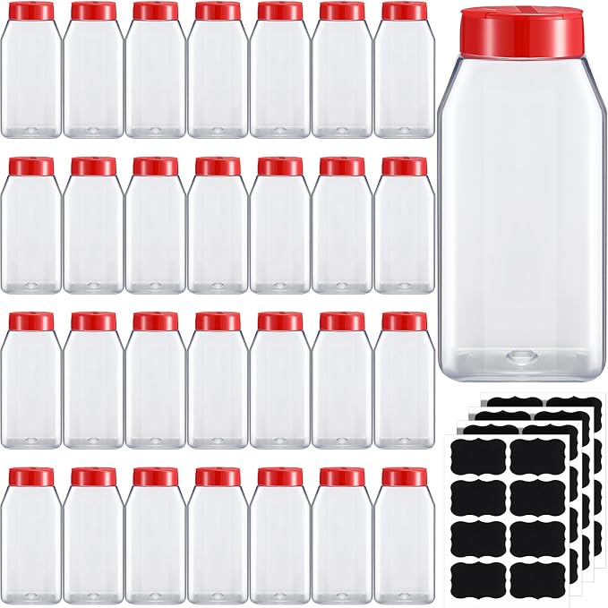 Mifoci 28 Pack 16 oz Plastic Spice Jars by Mifoci