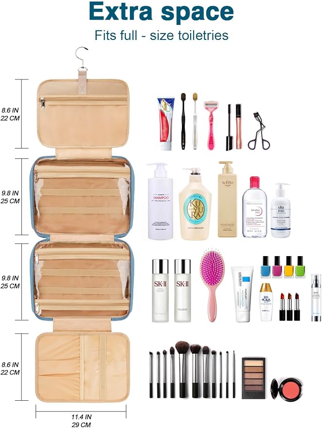 Women's Hanging Toiletry Bag, Waterproof Travel Cosmetic Organizer - Image 8