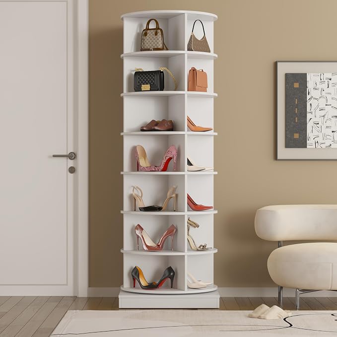 6 Tier / 7 Tier Rotating Shoe Rack Tower, Modern Free Standing 360° Revolving by XIAOSENLIN