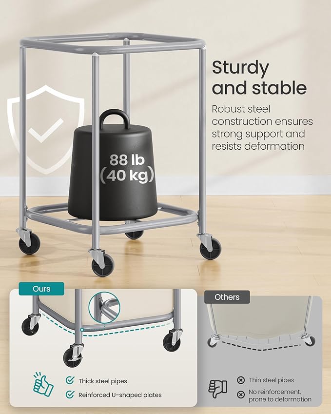 SONGMICS Laundry Basket, Rolling Steel Frame - Image 4