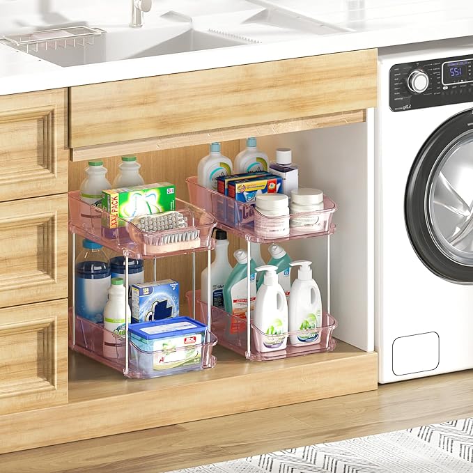 Delamu 2-Tier Under Sink Organizers and Storage, Pull Out Kitchen Pantry - Image 7