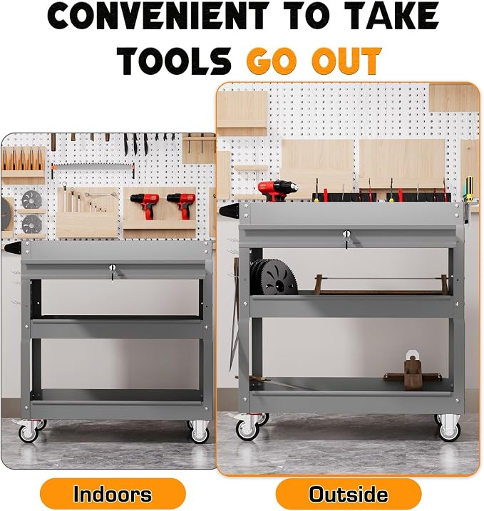 3 Tier Tool Cart on Wheels - Image 4